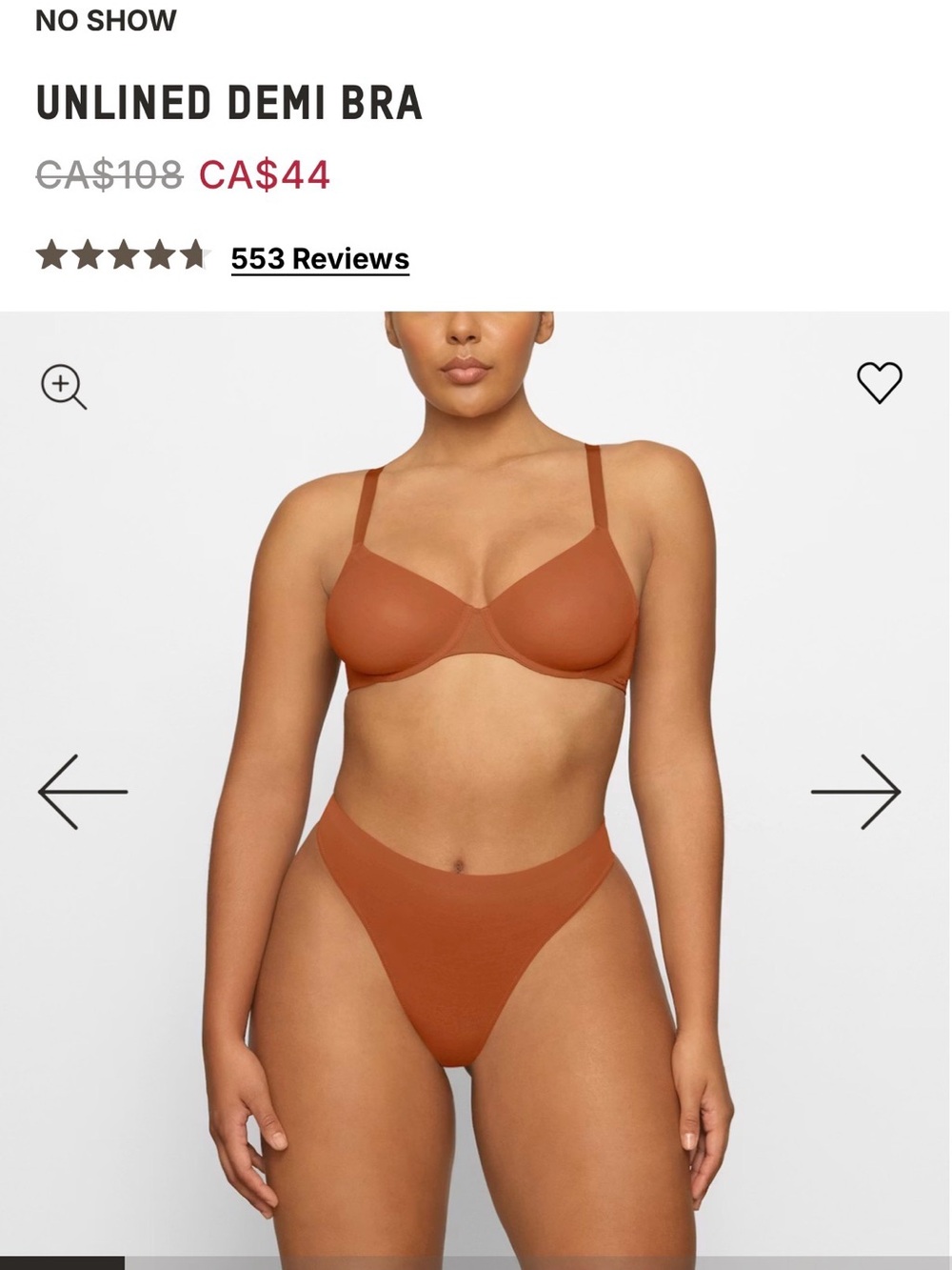 SKIMS Unlined Demi Bra - 34C 
Brand New Never Worn